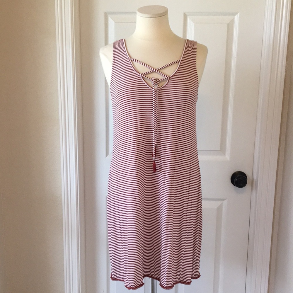 Soma Red and White Striped Sleeveless Nightgown Size Medium